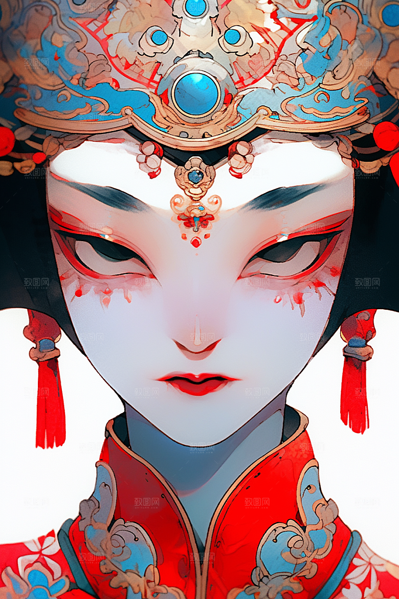 京剧女孩戏剧国粹插画