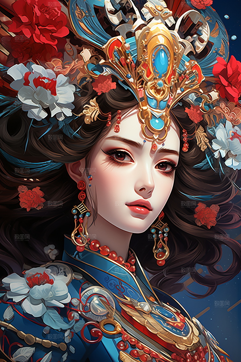 京剧女孩戏剧国粹插画