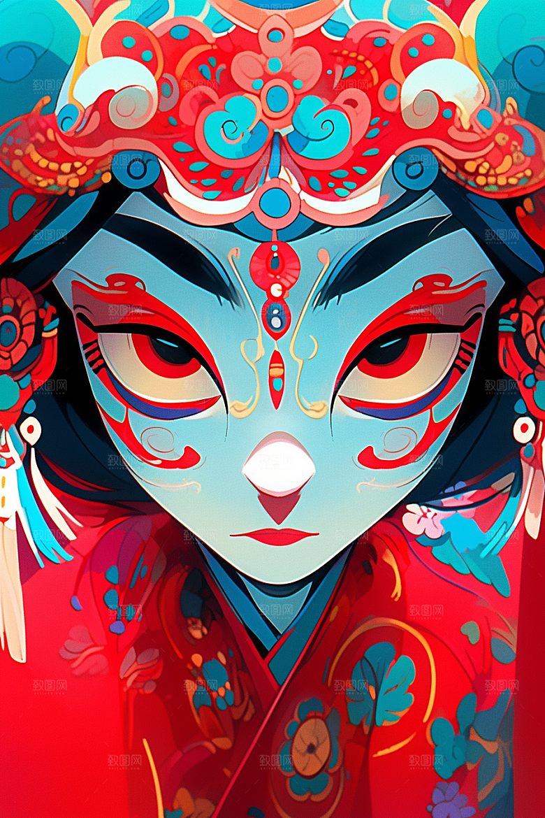 京剧女孩戏剧国粹插画