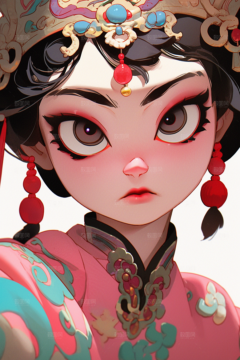 京剧女孩国粹传统风格插画