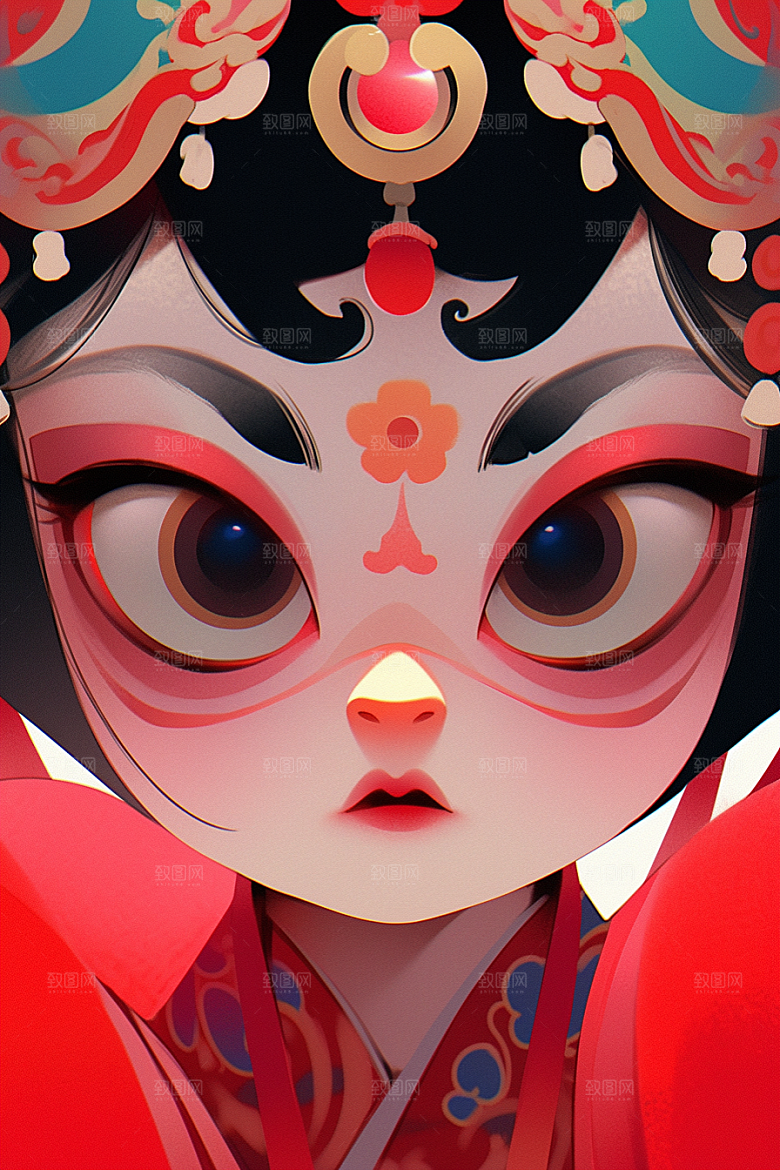 京剧女孩戏剧国粹插画