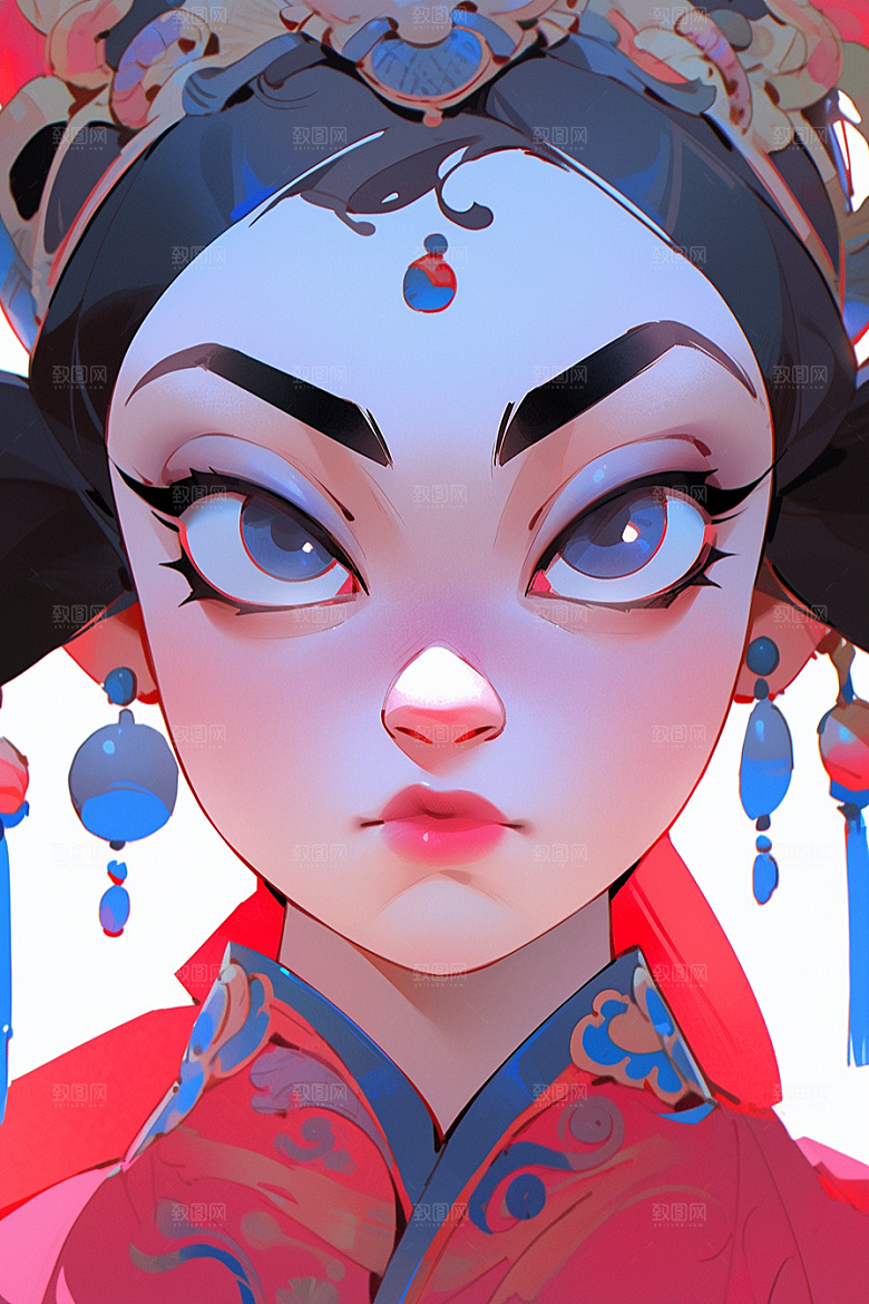 京剧女孩戏剧国潮插画