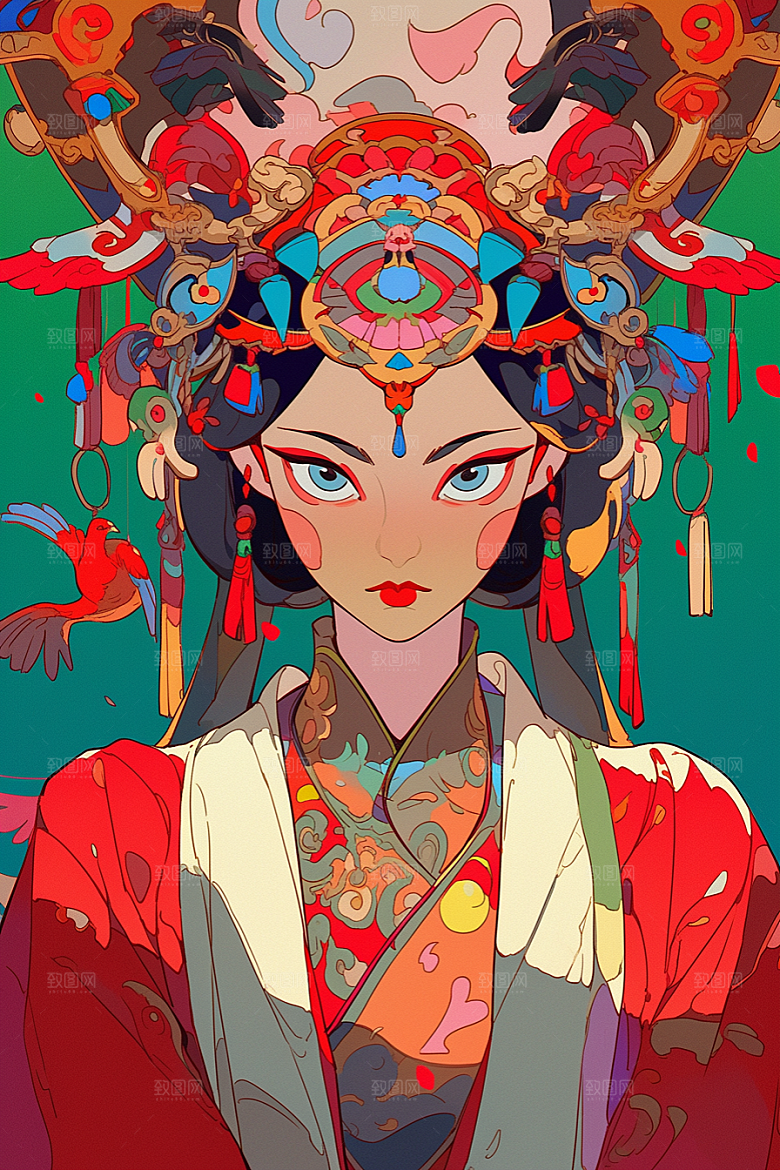 京剧女孩戏剧国粹插画