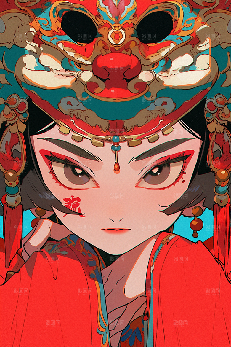 京剧女孩中国风国潮插画