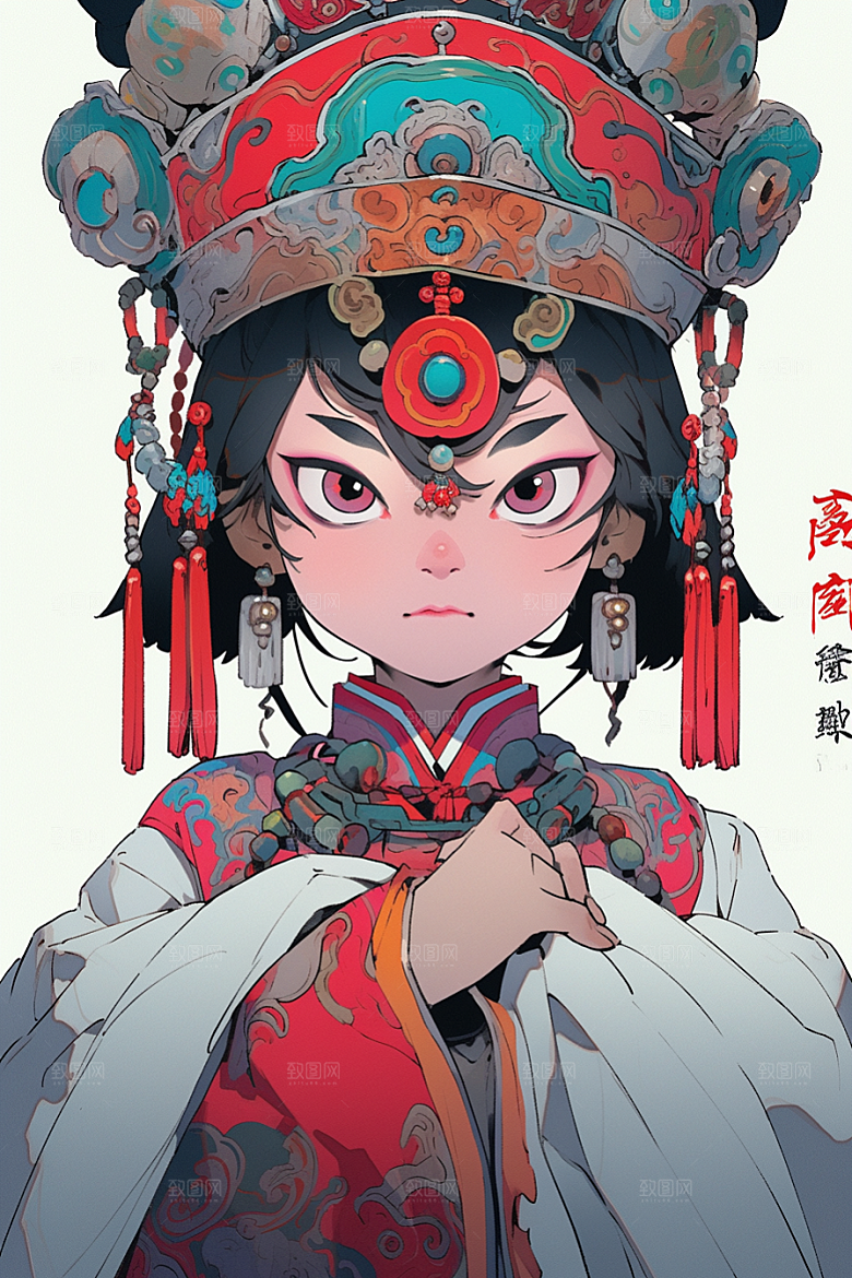 京剧女孩中式戏曲插画