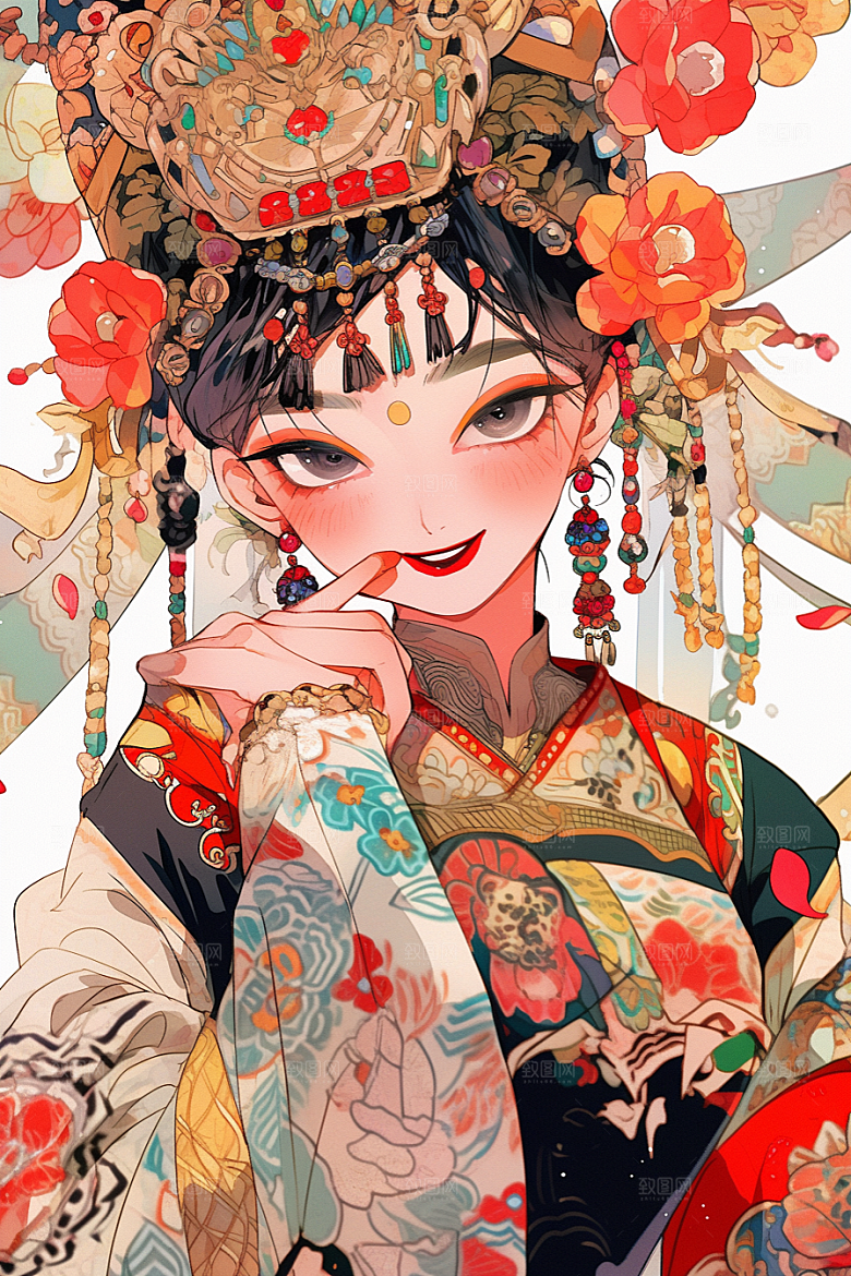 京剧女孩国粹中式插画