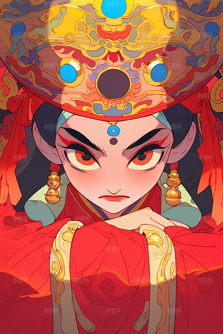京剧女孩国潮戏剧插画