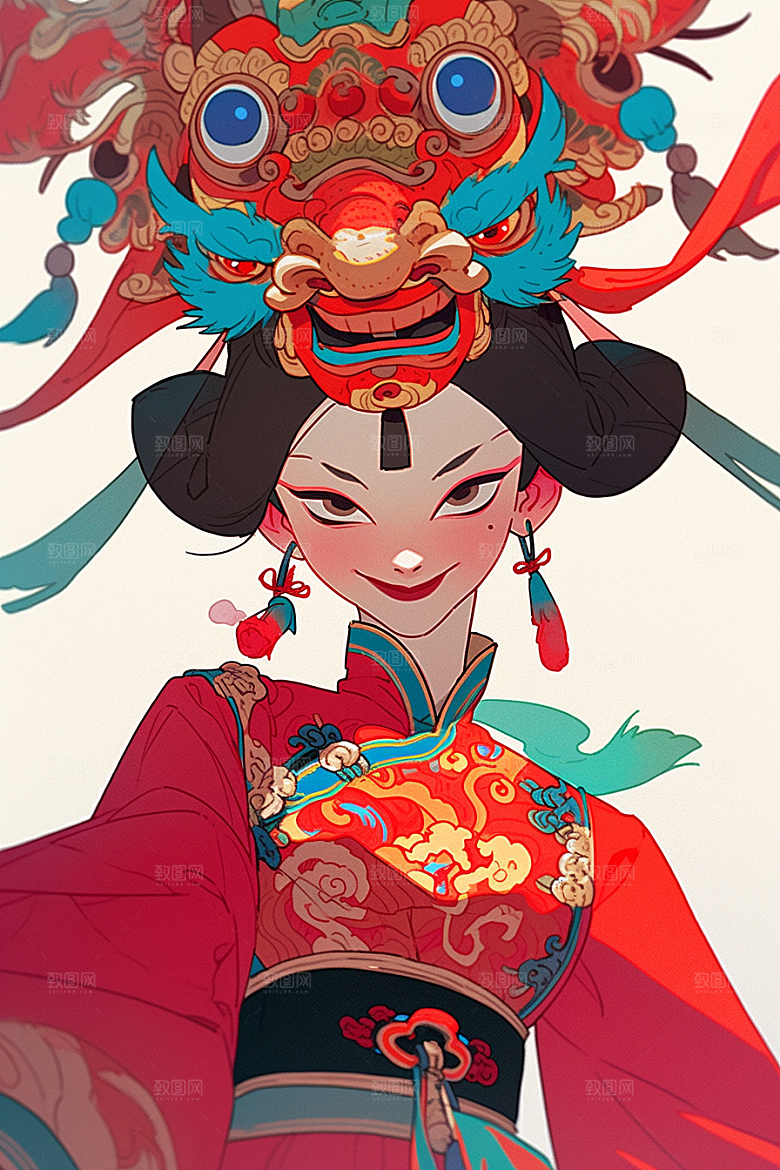 京剧女孩戏剧国粹插画