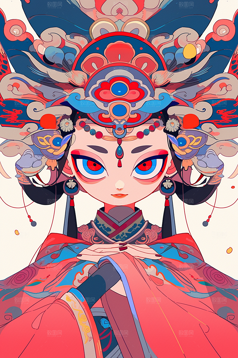京剧女孩戏剧国粹插画