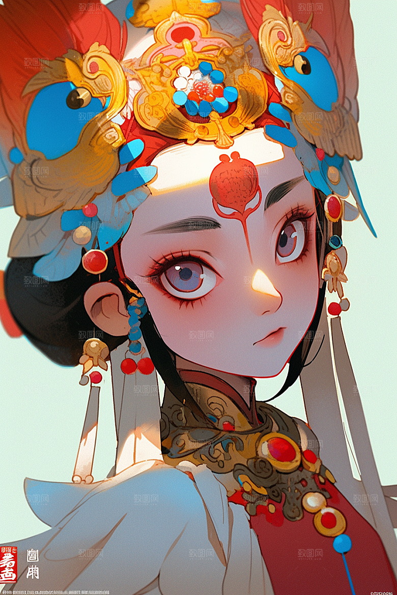 京剧女孩国粹国潮插画
