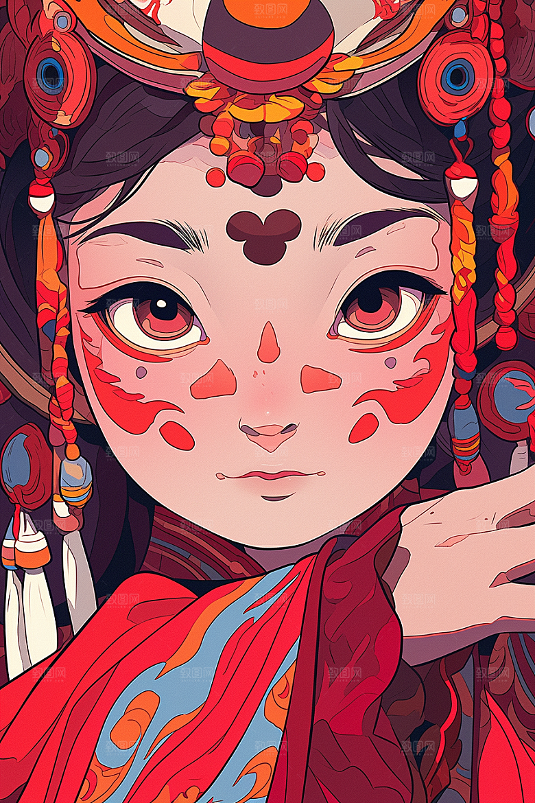 京剧女孩传统风格国粹插画