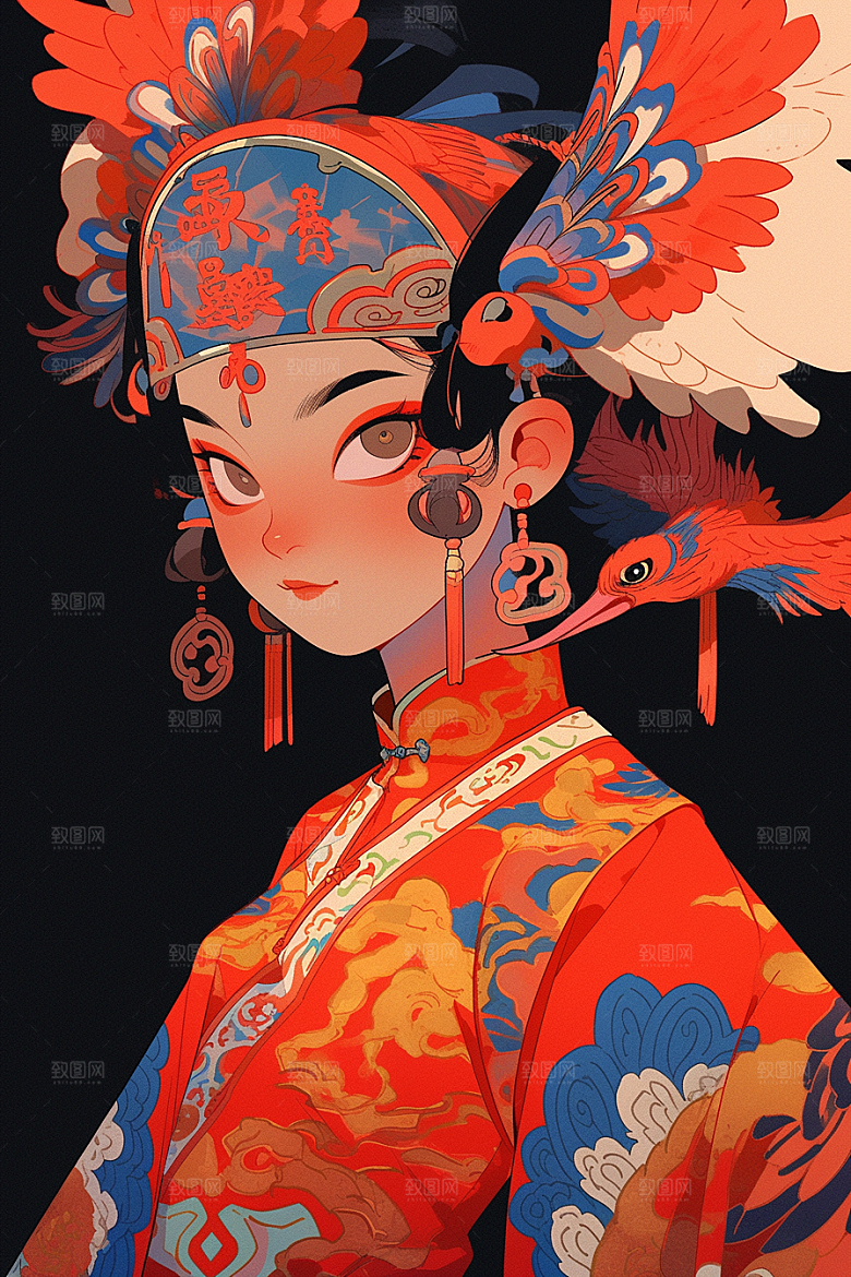 京剧女孩国粹戏曲插画