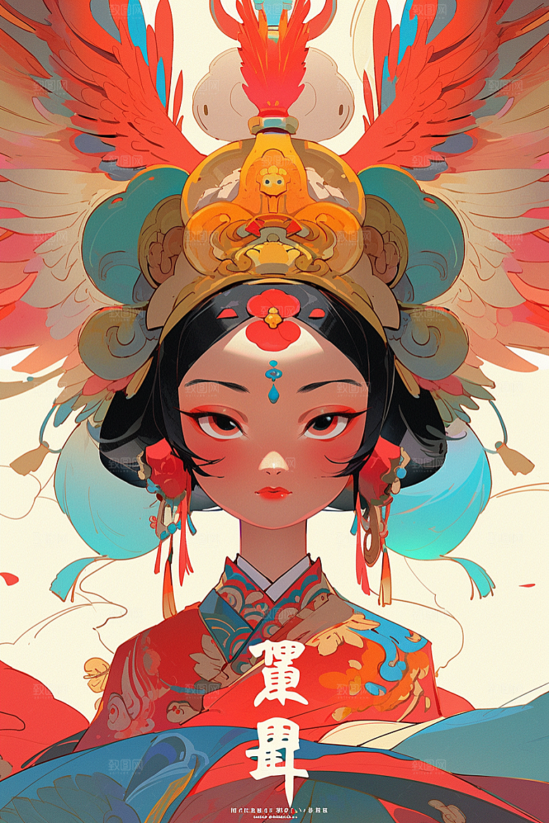 京剧女孩中国风戏曲插画