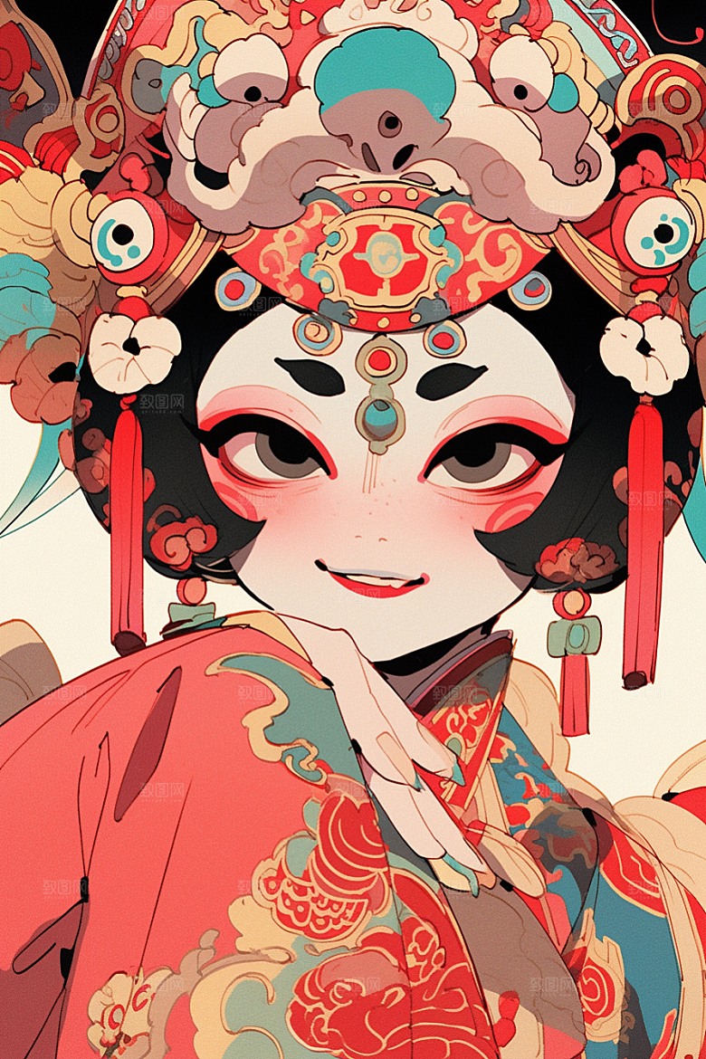 京剧女孩国粹中国风插画