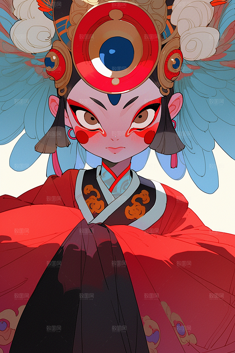 京剧女孩戏剧国粹插画
