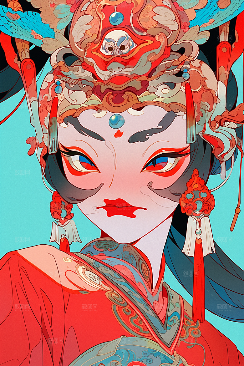 京剧女孩戏剧国粹插画