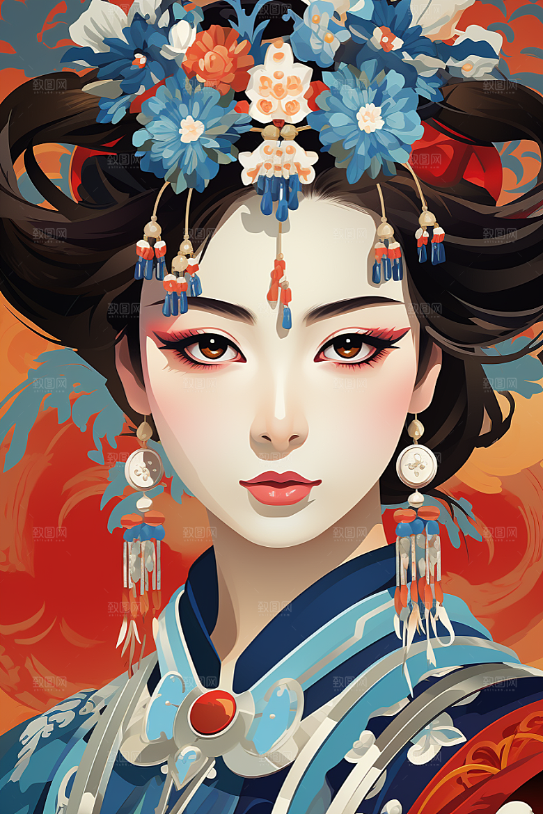 京剧女孩戏剧国粹插画