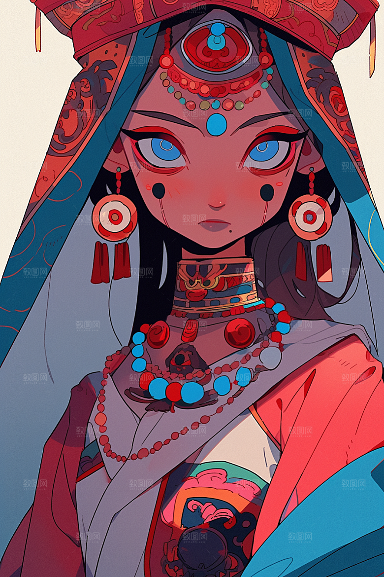 京剧女孩中国风国潮插画