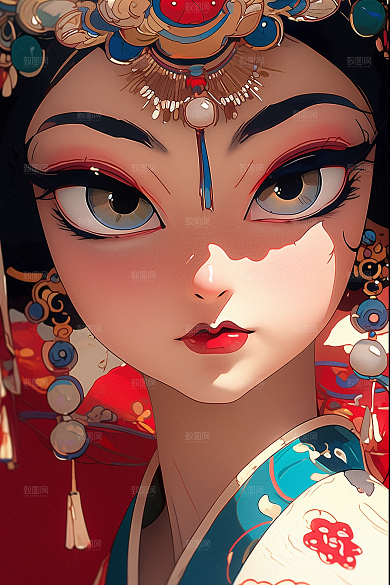 京剧女孩戏剧国粹插画
