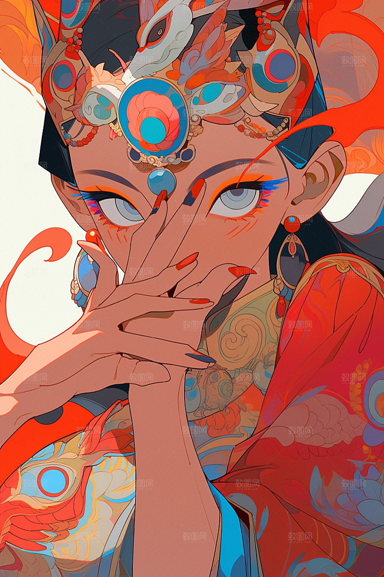 京剧女孩国粹中式插画