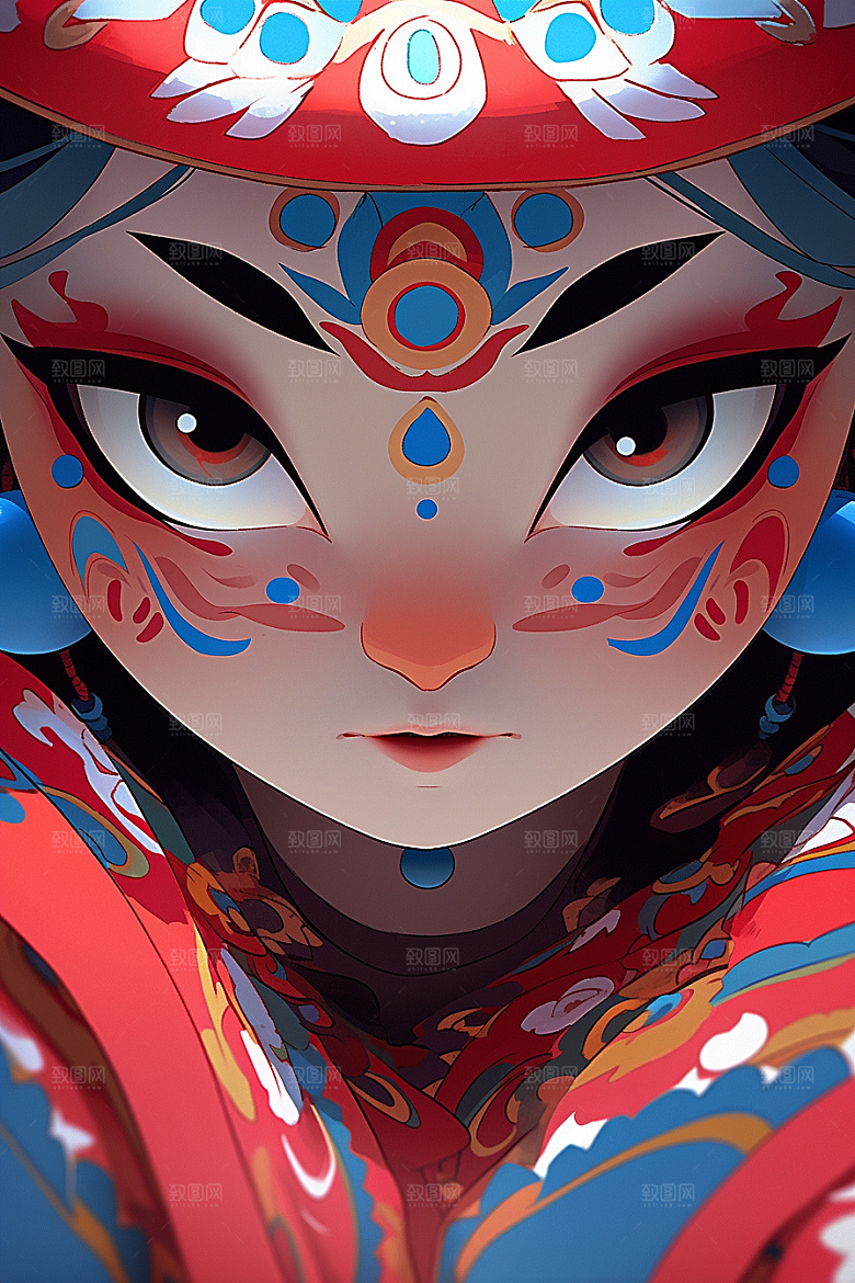 京剧女孩国潮戏曲插画