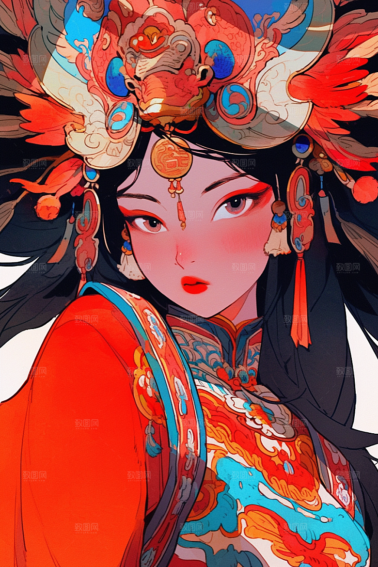京剧女孩国粹国潮插画