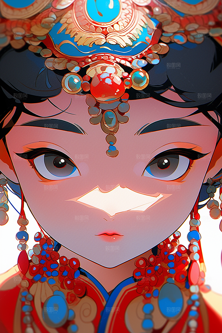 京剧女孩传统风格戏曲插画