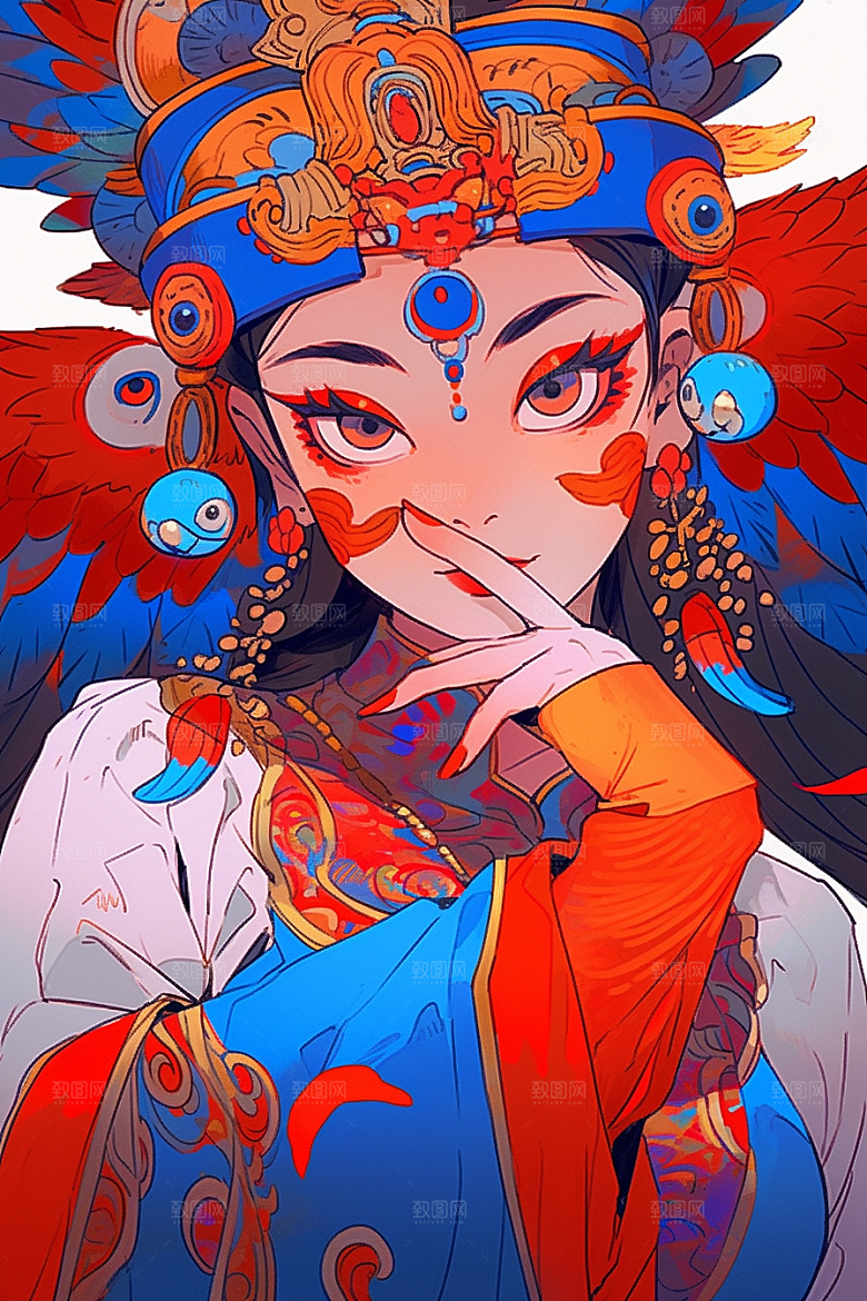 京剧女孩国粹国潮插画