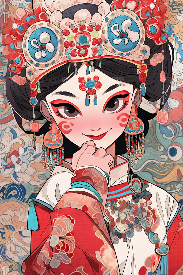 京剧女孩中国风国粹插画