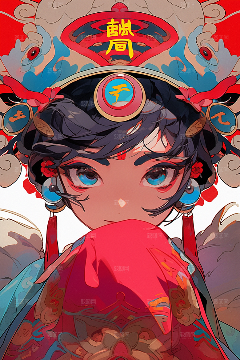 京剧女孩戏剧戏曲插画