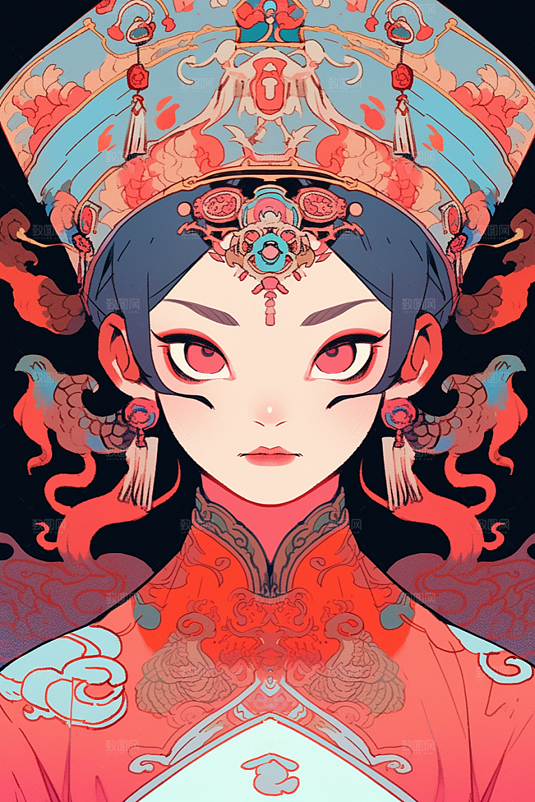 京剧女孩国粹国潮插画