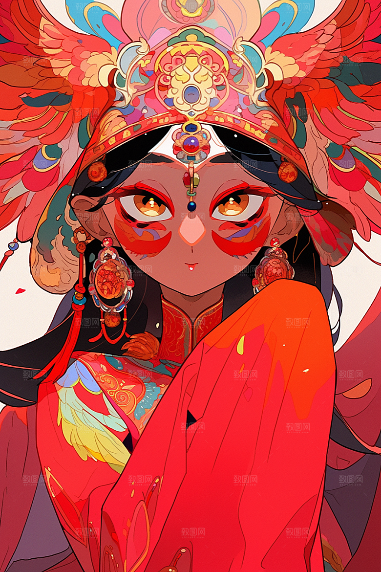 京剧女孩中式国粹插画