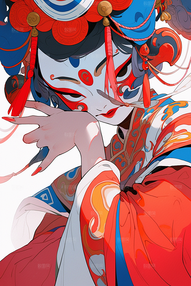 京剧女孩戏剧戏曲插画