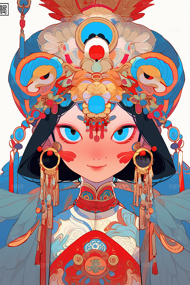 京剧女孩中国风国粹插画