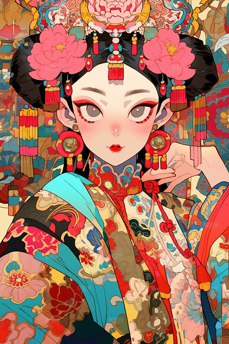 京剧女孩戏曲戏剧插画