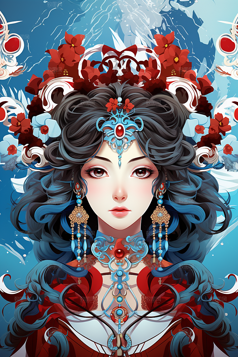 京剧女孩国粹传统风格插画