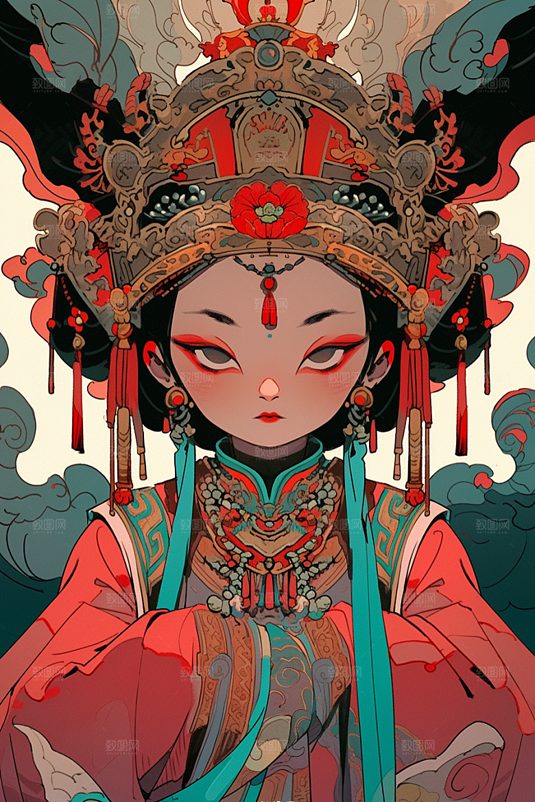 京剧女孩戏剧国粹插画