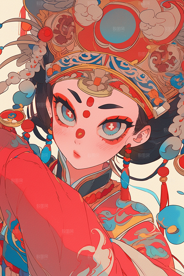京剧女孩国粹国潮插画