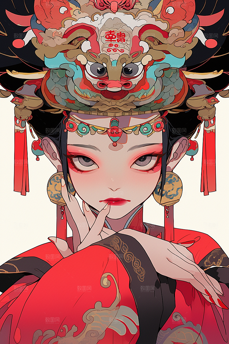 京剧女孩国粹戏曲插画