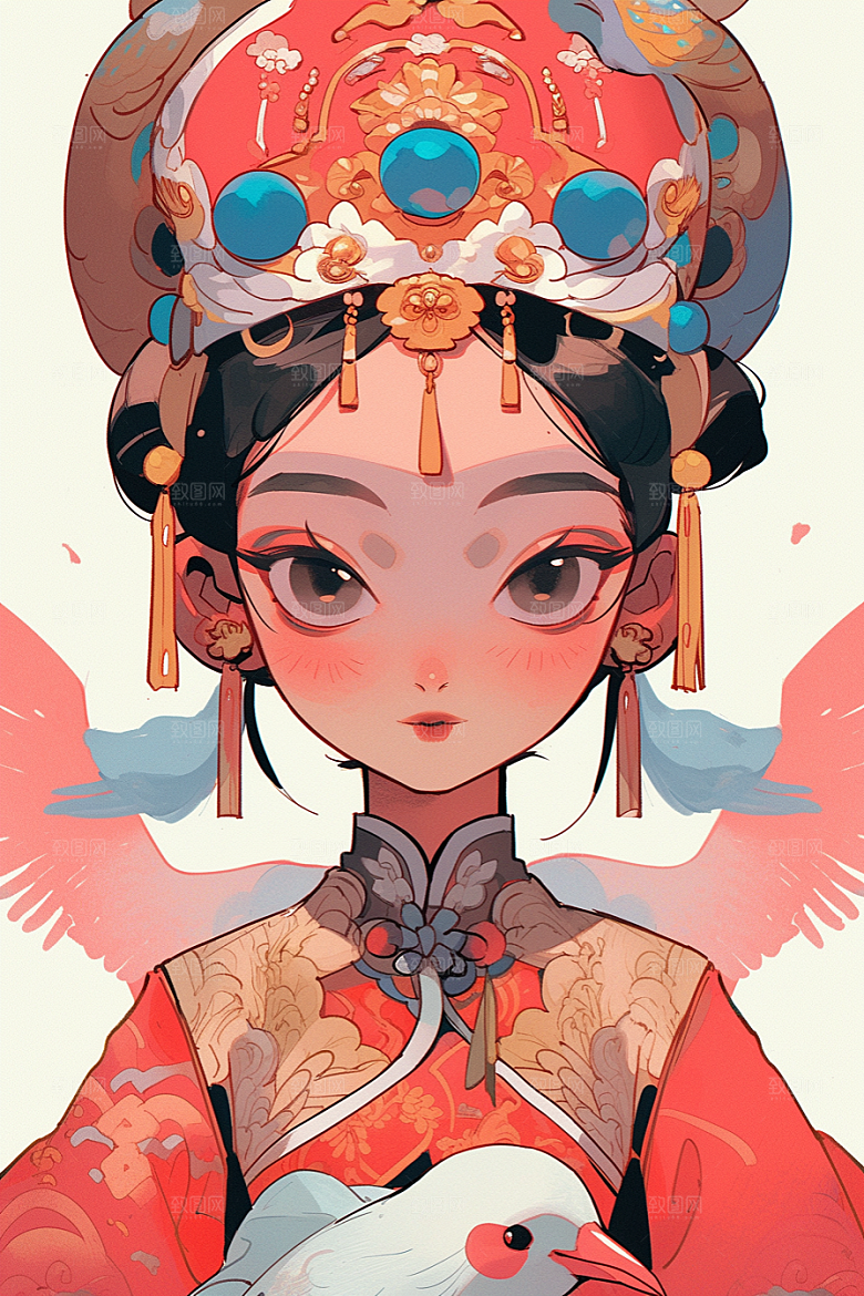 京剧女孩中式戏曲插画