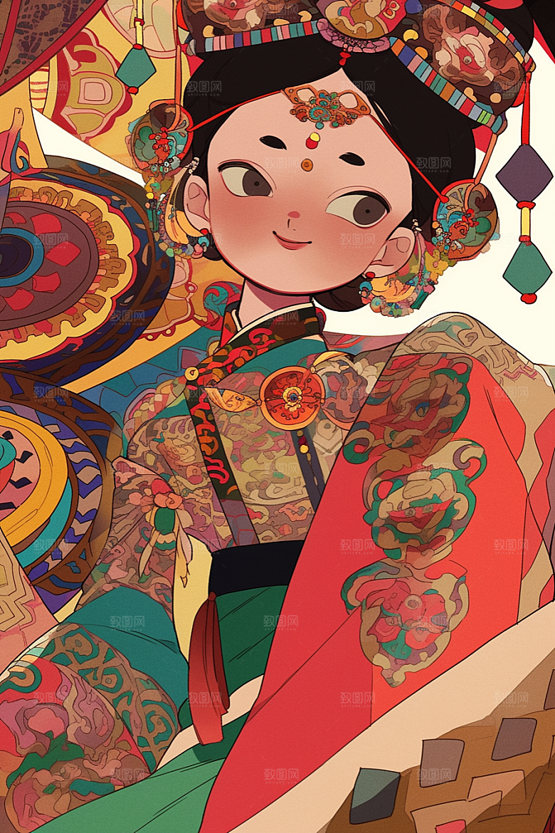 京剧女孩中国风国粹插画