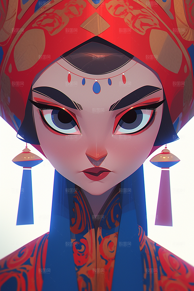京剧女孩戏剧国粹插画
