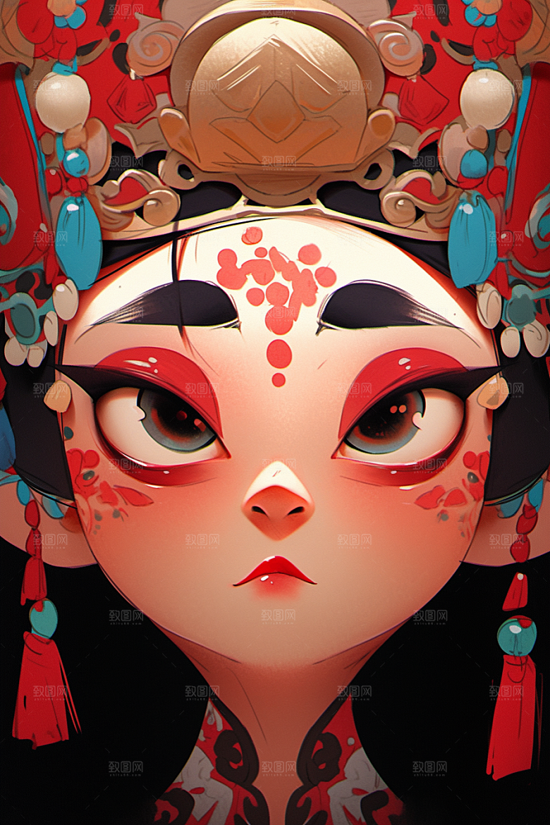 京剧女孩国粹中国风插画