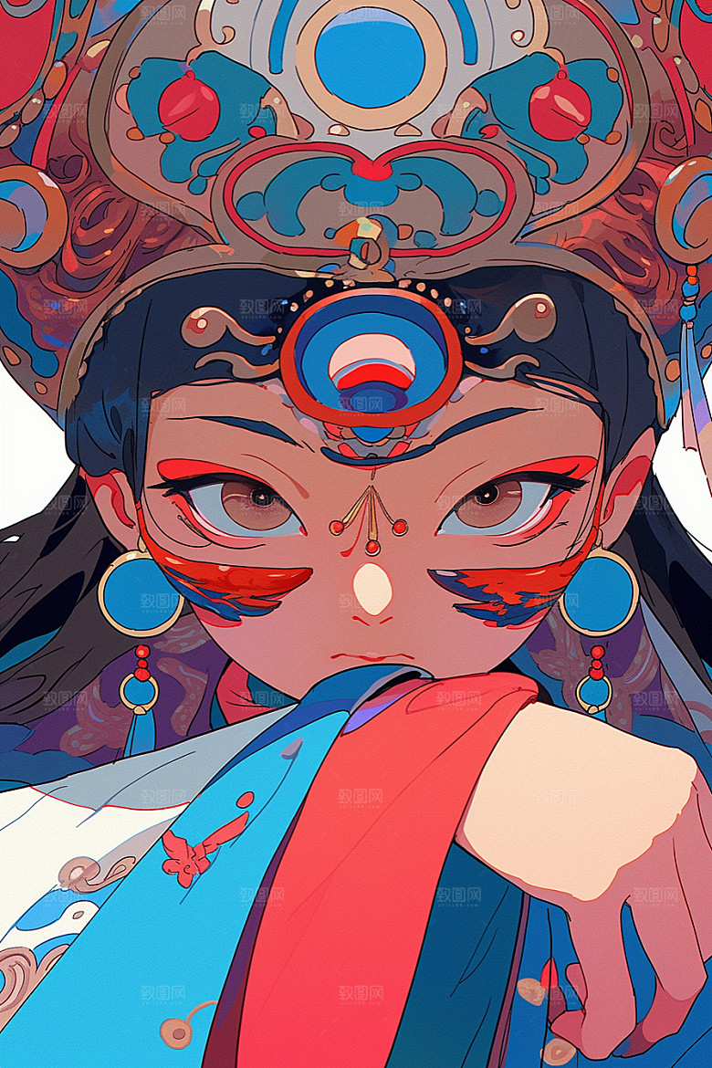 京剧女孩国粹中国风插画