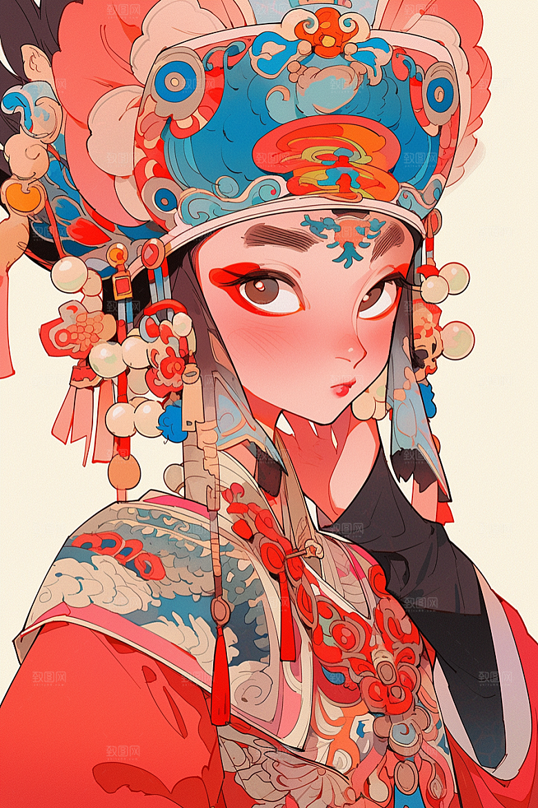 京剧女孩戏剧国粹插画