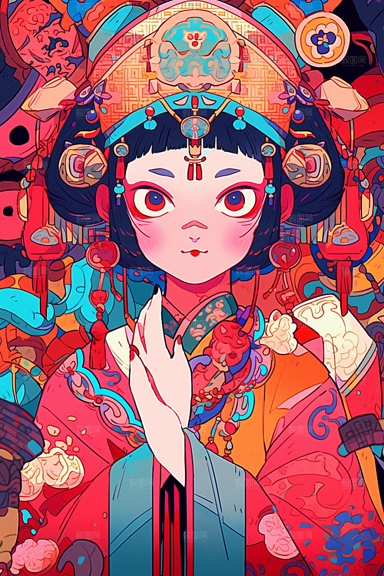 京剧女孩戏曲戏剧插画