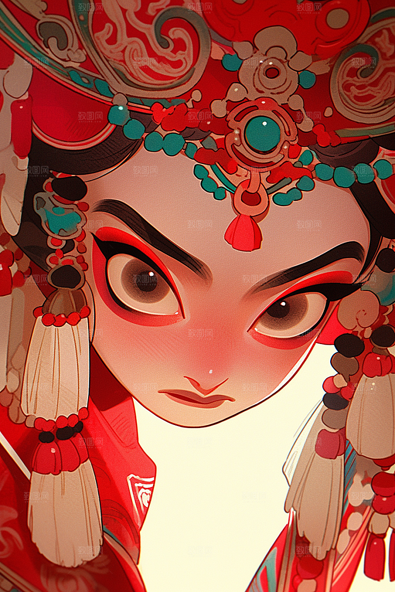 京剧女孩中式国粹插画