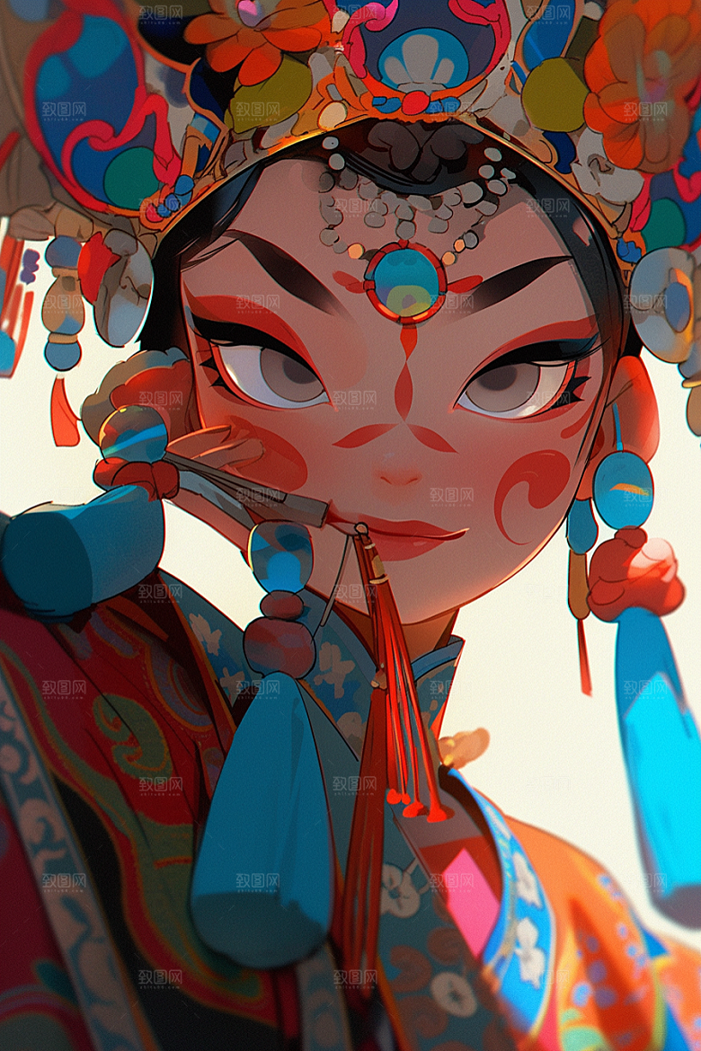 京剧女孩中国风国粹插画