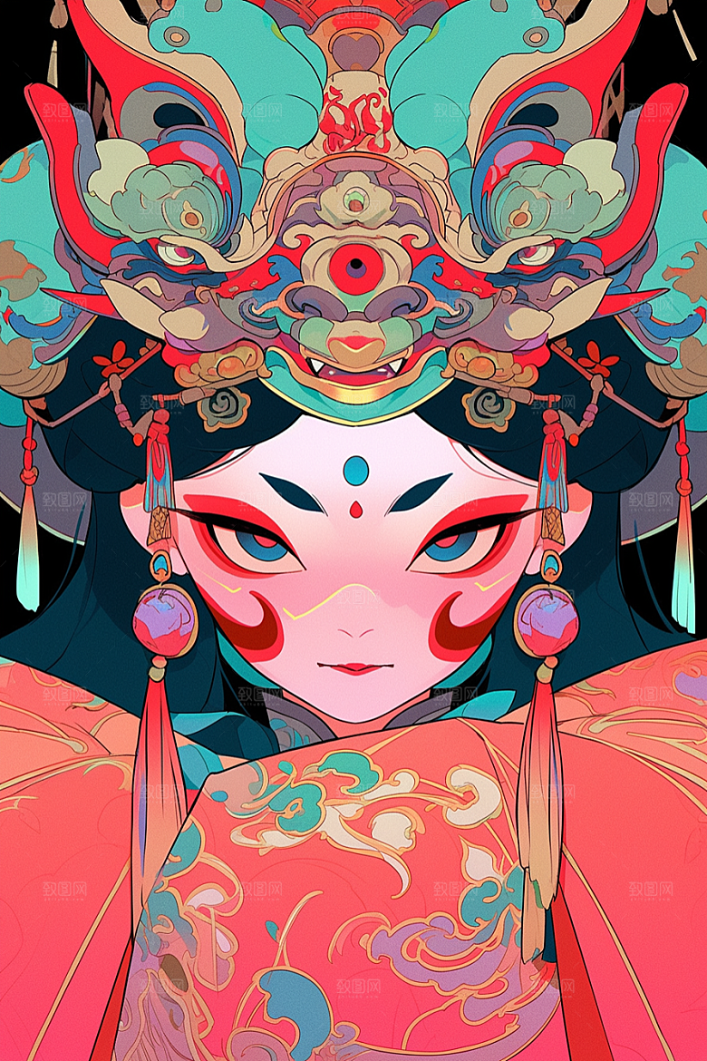 京剧女孩戏剧国粹插画