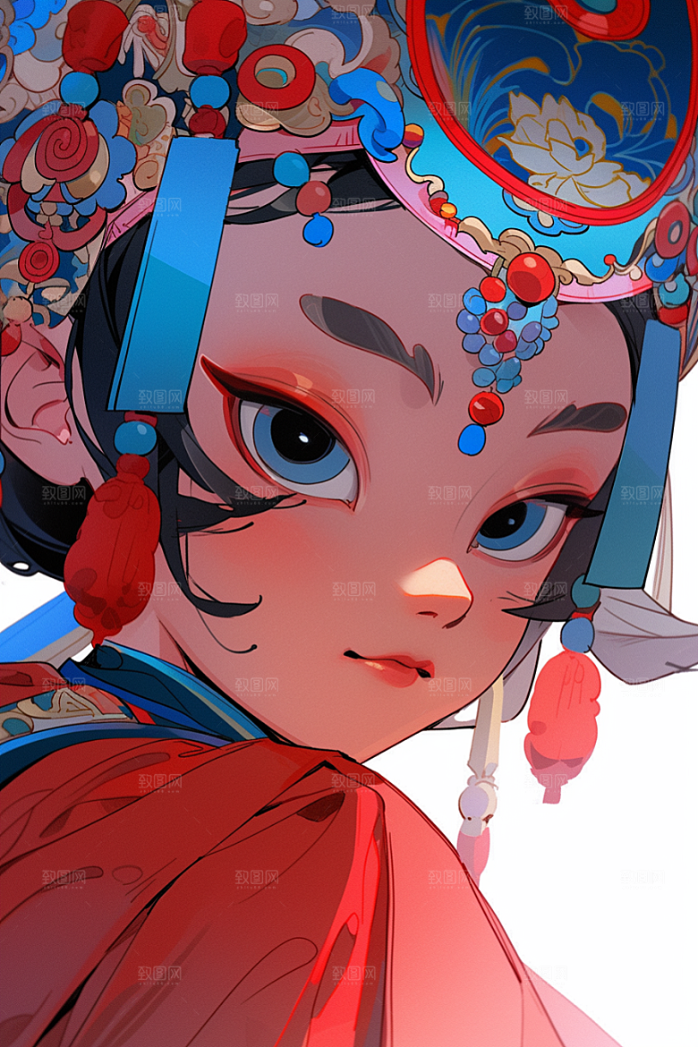 京剧女孩传统风格戏剧插画